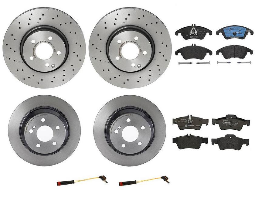 Mercedes Brakes Kit - Pads & Rotors Front and Rear (322mm/300mm) (Low-Met) 006420012064 - Brembo 1633872KIT